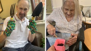 Green fingered Residents enjoy afternoon of gardening at Mitcham care home